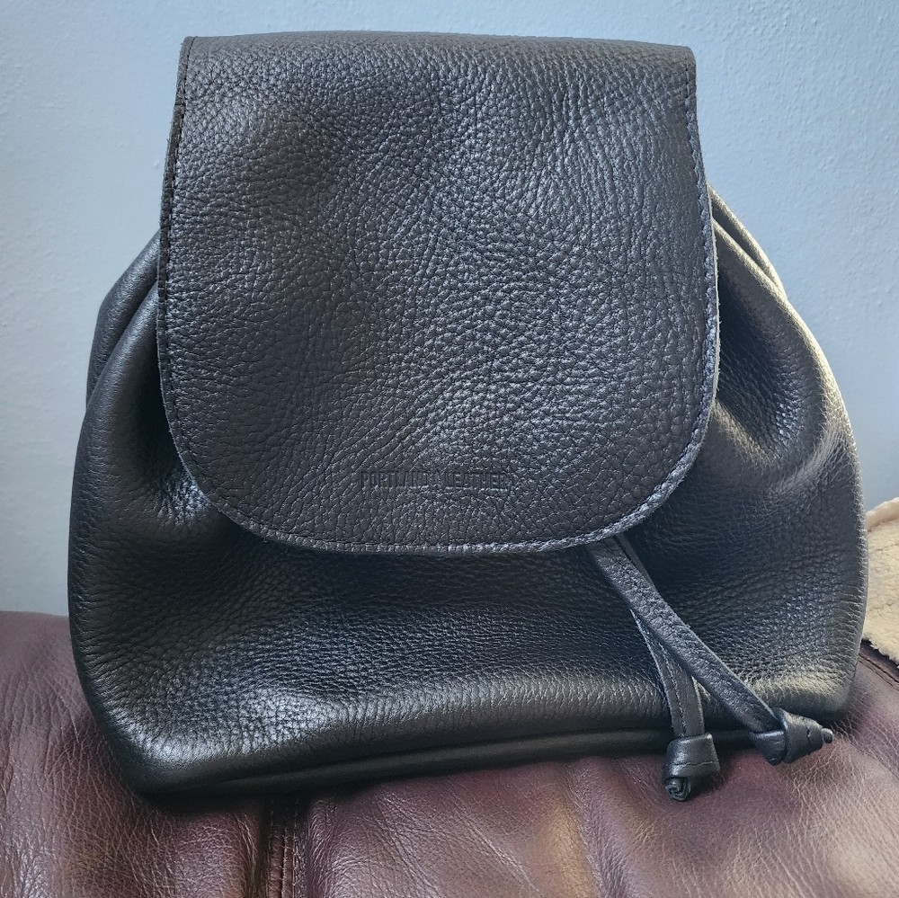 Portland leather goods bucket backpack